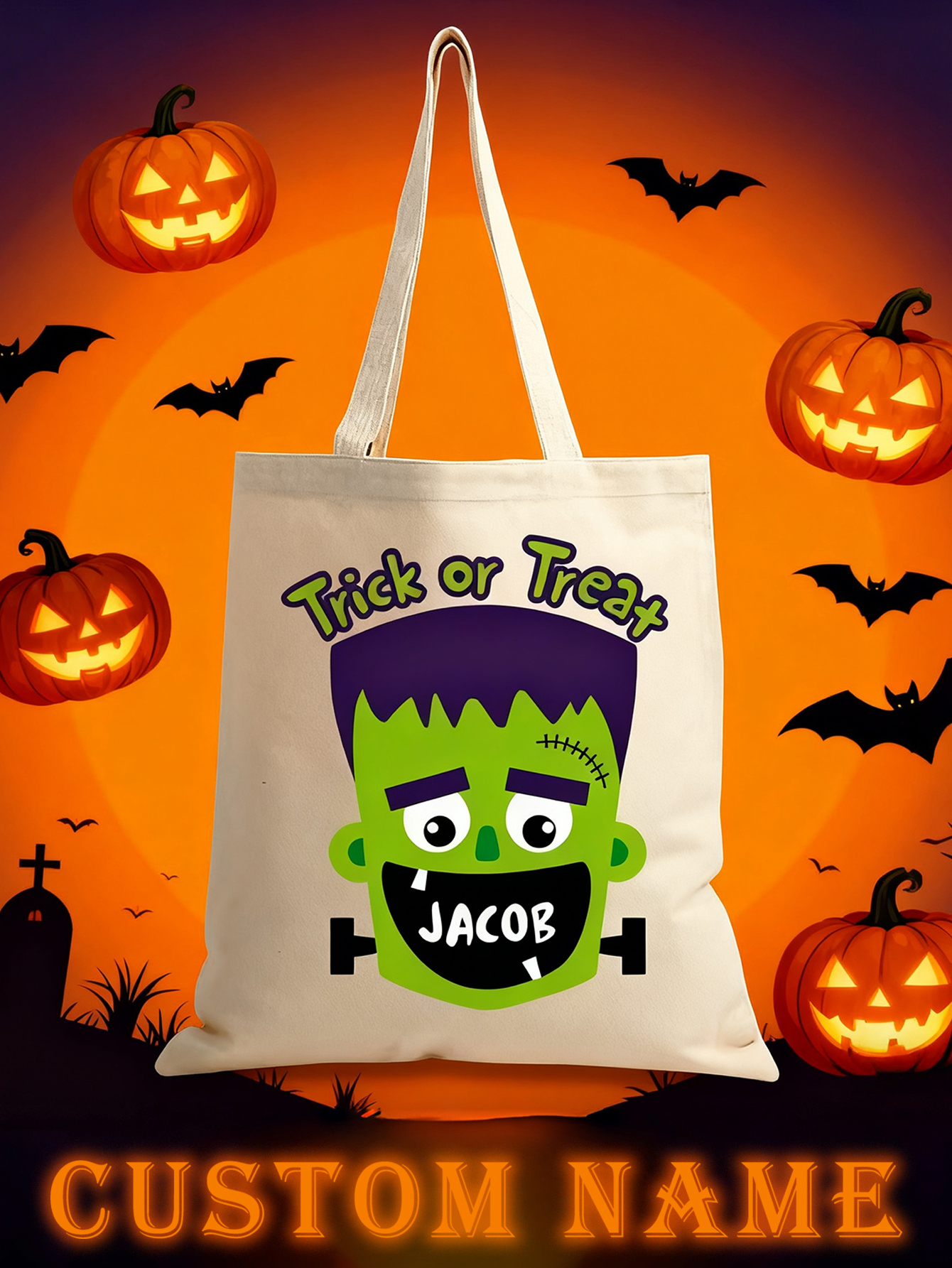 Custom Halloween Canvas Candy Bag